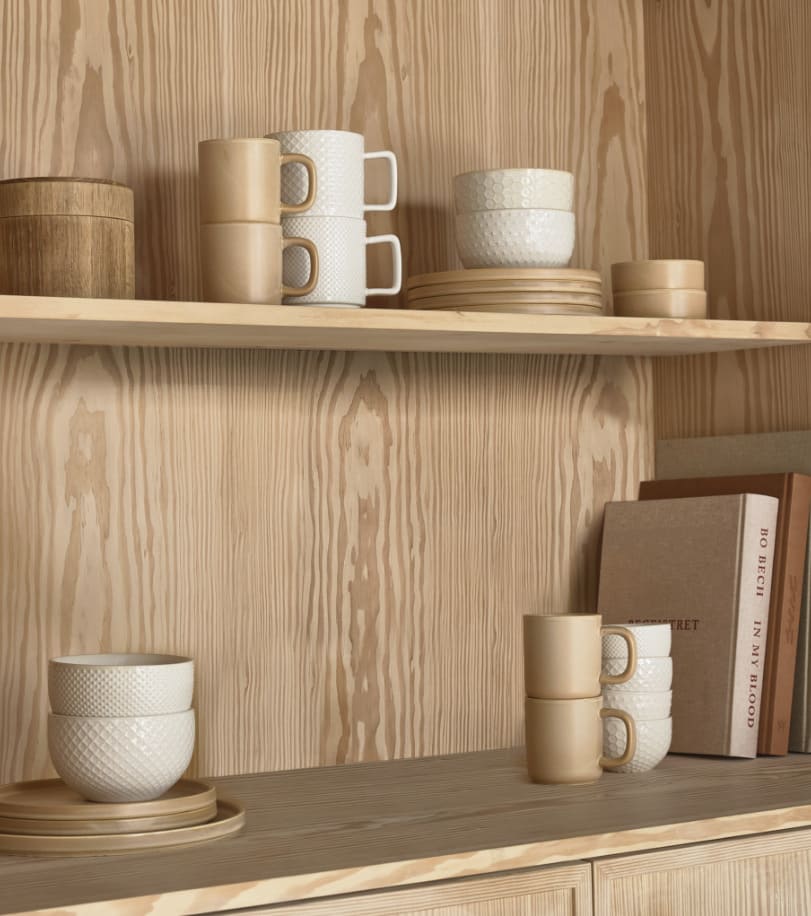 Villa Collection Denmark nordic table ware on wooden shelf